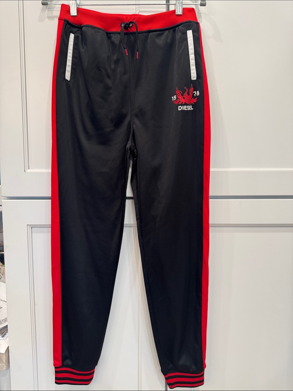 Diesel Black with Red Side-Stripe Joggers Boys 18-20